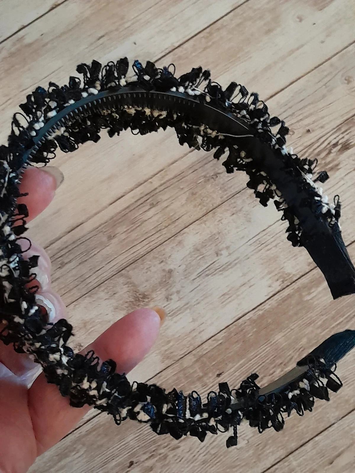 Arco para o cabelo, salpicado, cor preto e branco – photo 3